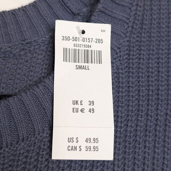 Hollister Striped Knit Pullover Gray White Cotton Crewneck - Picture 6 of 7